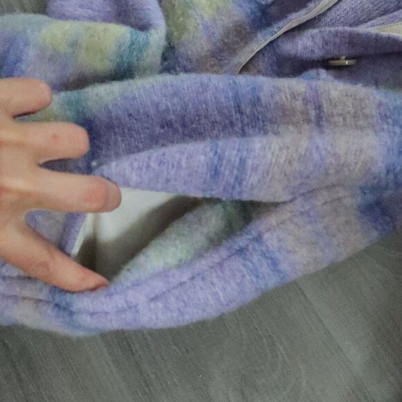 ARITZIA WILFRED THE GANNA shirt jacket purple plaid wool pockets M preppy fall - Picture 5 of 10